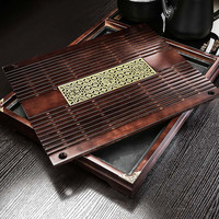 祥业 茶具套装 紫砂功夫茶具泡茶器整套茶道茶艺茶壶茶杯盖碗公杯 福满乾坤茶盘+釉锦鲤茶具