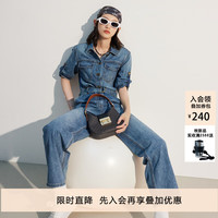 仿佛 FUUNNY FEELLN FF仿佛2024年夏季牛仔工装裤连体裤女休闲气质纯棉 灰群青色 L