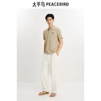 太平鸟男装 【POLO清仓】POLO衫合集夏季休闲翻领短袖t恤商务体恤 撞色盾牌卡其色 BACOF2389 XL