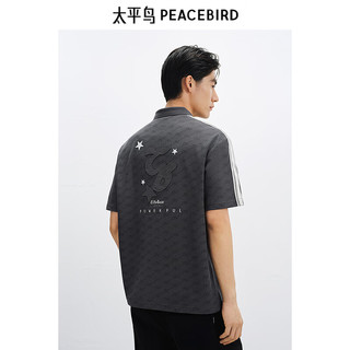 PEACEBIRD/太平鸟 BACOF210X 条纹插肩袖深灰色男士POLO衫 XL