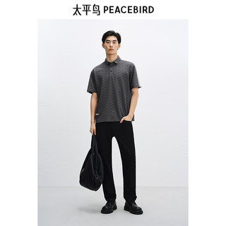 PEACEBIRD/太平鸟 BACOF210X 条纹插肩袖深灰色男士POLO衫 XL