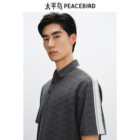太平鸟男装 【POLO清仓】POLO衫合集夏季休闲翻领短袖t恤商务体恤 条纹插肩袖 深灰色 BACOF210X S
