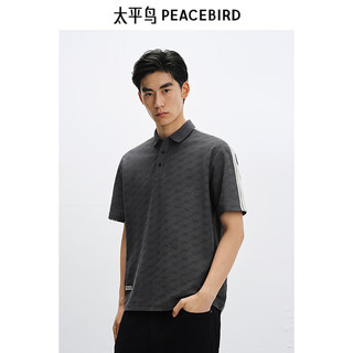 PEACEBIRD/太平鸟 BACOF210X 条纹插肩袖深灰色男士POLO衫 XL
