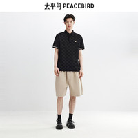 太平鸟男装 【POLO清仓】POLO衫合集夏季休闲翻领短袖t恤商务体恤 老花黑色 BWCOE2168 M