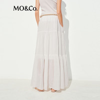 MO&Co.半身裙2025夏轻薄苎麻高腰飘逸塔裙长裙白色静奢MBE2SKT009 本白色 XS