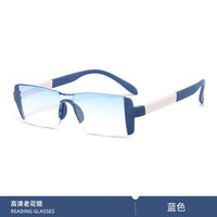 米奇啵啵 mikibobo高清防蓝光老花镜  男女同款 款式 中老年人眼镜 无框双光钻石切边防蓝光-蓝色 高清防蓝光老花镜 150°