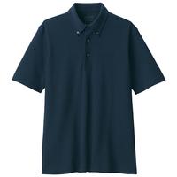 無印良品 MUJI 無印良品 男式 防紫外线 凉感珠地网眼纽扣领短袖POLO衫男士纯棉防晒 深藏青色 XL (180/104A)