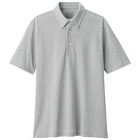 無印良品 MUJI 無印良品 男式 防紫外线 凉感珠地网眼纽扣领短袖POLO衫男士纯棉防晒 浅灰色 XL (180/104A)