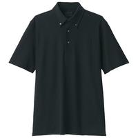 無印良品 MUJI 無印良品 男式 防紫外线 凉感珠地网眼纽扣领短袖POLO衫男士纯棉防晒 黑色 M (170/92A)