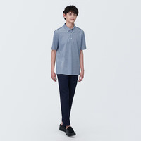 無印良品 MUJI 無印良品 男式 防紫外线 凉感珠地网眼纽扣领短袖POLO衫男士纯棉防晒 藏青色 XS (160/80A)