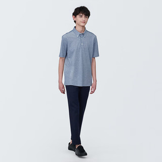 無印良品 MUJI 無印良品  男式 防紫外线 凉感珠地网眼纽扣领短袖POLO衫男士纯棉防晒 藏青色 XS (160/80A)