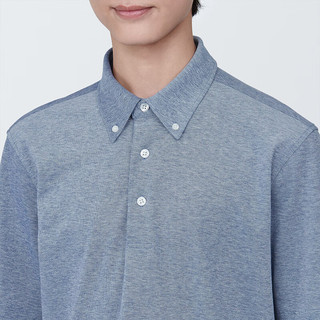 無印良品 MUJI 無印良品  男式 防紫外线 凉感珠地网眼纽扣领短袖POLO衫男士纯棉防晒 藏青色 XS (160/80A)
