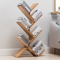 竹庭 实木书架 弯曲六层树形书架