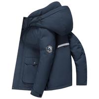 罗蒙(ROMON)羽绒服男翻领短款白鸭绒防寒服秋冬男士休闲外套保暖上衣 藏青色 XL 180(适合130-144斤)