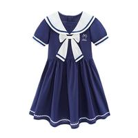 【纯棉】儿童裙子夏季女童中大童连衣裙海军领学院风