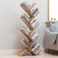 竹庭 实木书架 落地简易书架 弯曲八层 树形书架