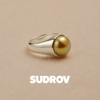 素觉 小众设计纯925银时尚个性南洋金珠海水珍珠戒指环纪念日生日礼物 #9(47.8mm)
