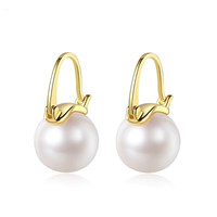 豪珠 925珍珠耳环女耳坠感轻奢复古港风耳饰耳钉耳扣2021新款 925银天然珍珠约11mm-12mm