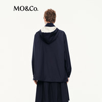 MO&Co.外套2025秋轻薄柔软可收纳连帽宽松复古撞色美式风MBE3COTT06 深宝蓝色 L /170