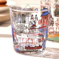 Ginpo 井泽创意个性涂鸦玻璃水杯冷饮杯果汁杯300ML