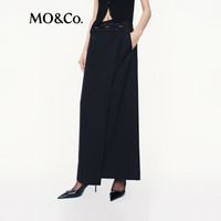 MO&Co.【C+系列】半身裙2025秋绵羊毛解构斜裹错位中低腰MBE3SKT004 黑色 XS