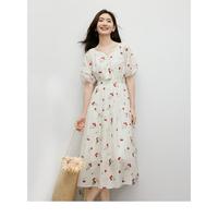 2024夏季女装【落樱缤纷】多巴胺流行漂亮碎花约会收腰连衣裙