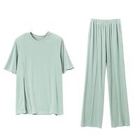 德玛纳 dme【懒人免搭套装】夏季圆领t恤休闲裤两件套女时尚