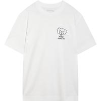 美特斯邦威T恤男女同款2025年秋季潮流印花宽松亲肤透气短袖 雪白色 L 175 96A