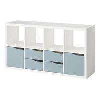 宜家(IKEA)KALLAX卡莱克书架家用书柜置物架落地靠墙柜客厅储物收纳 淡蓝灰色带2门4屉77x147cm