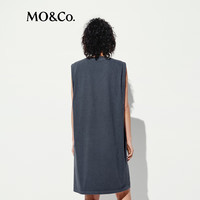 MO&Co.连衣裙2025夏洗磨做旧棉质细钻标语捏褶宽肩H型MBE2DRS085 矿灰色 XS /155