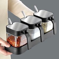 湃优品 玻璃调味储物盐罐厨房调料调料瓶罐子家用佐料味精收纳盒组合套装