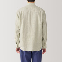 無印良品 MUJI（無印良品 ）男式 汉麻水洗 立领 长袖衬衫 男士衬衣外套男装25年夏季AC216A5S 淡绿色 S (165/84A)