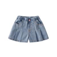 【个性褶皱】夏装女童牛仔裤柔软透气牛仔短裤舒适百搭宽松阔腿裤