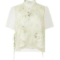 红袖 夏季女装国风印花气质立领衬衫优雅上衣+内搭