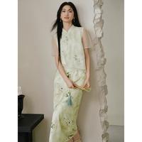 红袖 夏季女装国风印花气质立领衬衫优雅上衣+内搭