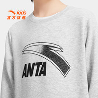 安踏儿童卫衣男大童装2025秋季优可丝时尚简约针织运动套头衫 【优可丝亲肤款】灰花灰5702-3 160