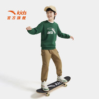 安踏儿童卫衣男大童装2025秋季优可丝时尚简约针织运动套头衫 【优可丝亲肤款】森墨绿5702-4 120