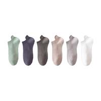 北极绒短袜子男短筒袜夏季透气棉袜抗菌防臭船袜夏天男士纯色提耳短筒袜 混色 6双 均码