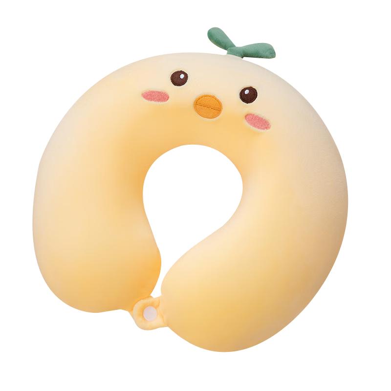 绒亭记忆棉脖子u型枕卡通护颈枕靠枕便携飞机旅行坐车学习脖子枕 小黄鸡【新KX款】 记忆棉U枕【可拆洗】