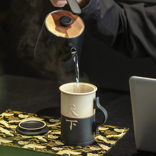 万仟堂（Edenus）高档茶杯 陶瓷功夫水杯简约办公杯马克杯家用泡茶杯 手握天下 透明哑光釉