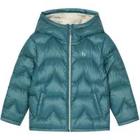 哈吉斯（HAZZYS）品牌童装男女童羽绒服冬高拉链简约保暖连帽轻薄羽绒服 云衫绿 130