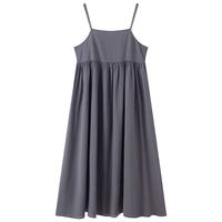 無印良品 MUJI(無印良品 )女式 强捻 吊带连衣裙 女装裙子长裙25年夏季 纯棉 BC2L5C5S 炭灰色 L (165/88A)
