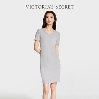 维多利亚的秘密 修身及膝圆领T恤式睡裙女