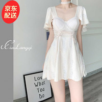 鑫豪睿 泳衣 纯色韩版简约温泉泳装女保守显瘦遮肉遮肚连衣裙式度假泳衣女