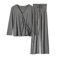 歌美姿竹纤维家居月子服天竹睡衣产后哺乳春夏套装产前女薄款