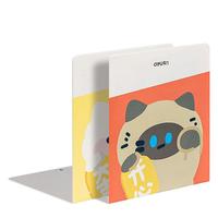 得力得力(deli)印花L型书立架 桌上书本置物架书架书籍挡靠  2片/付 TB651（红/黄） 【喵神驾到~】13cm金属书立-红黄