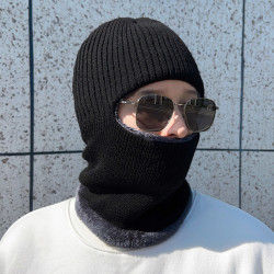 清让 男女通用针织护耳帽 一体帽