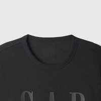 Gap男女装秋季印花加绒圆领卫衣合身上衣美版542214 黑色 L 美码 XL亚洲码185/104A