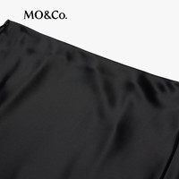 MO&Co.【C+系列】半身裙2025秋精工蕾丝镶边醋酸缎光高腰MBE3SKT003 黑色 XS