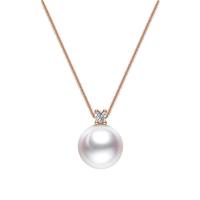 AKOYA小戴妃珍珠项链18K金镶钻8-8.5气质王室款0571 18K金 玫瑰金